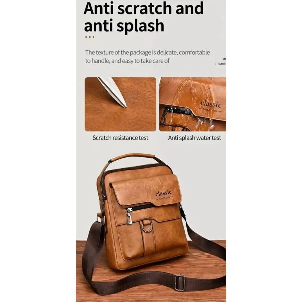 NWT CLASSIC Vintage Tan Camel Shoulder Spacious Multi-Pocket Office Travel Bag